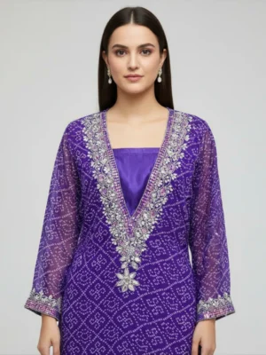 Crystal-Embellished Purple Tunic