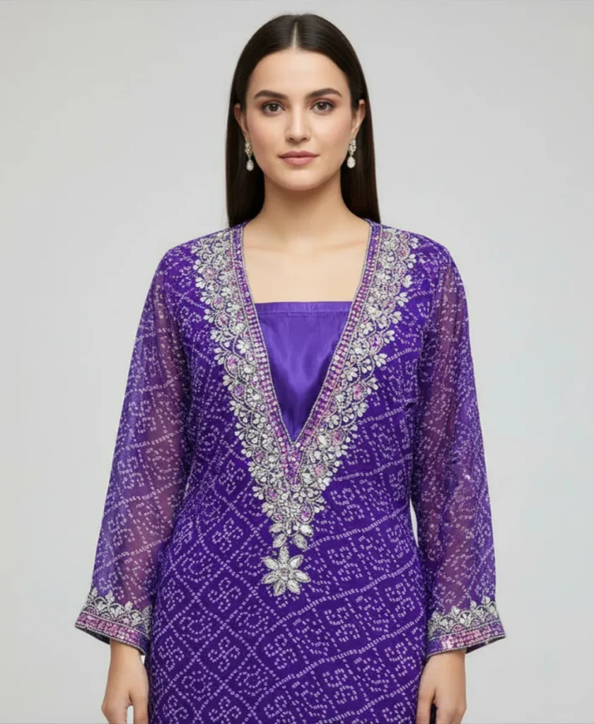 Crystal-Embellished Purple Tunic