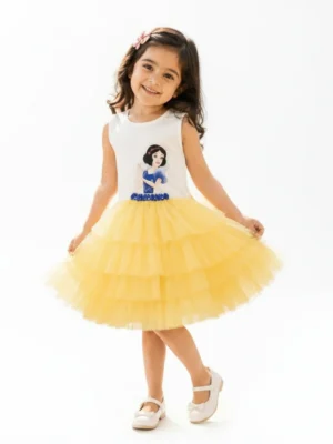 Girls Princess Layered Tulle Dress – Snow White Inspired Party Wear
